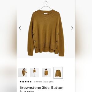 Madewell Brownstone Side-Button Sweater Size xs mustard color